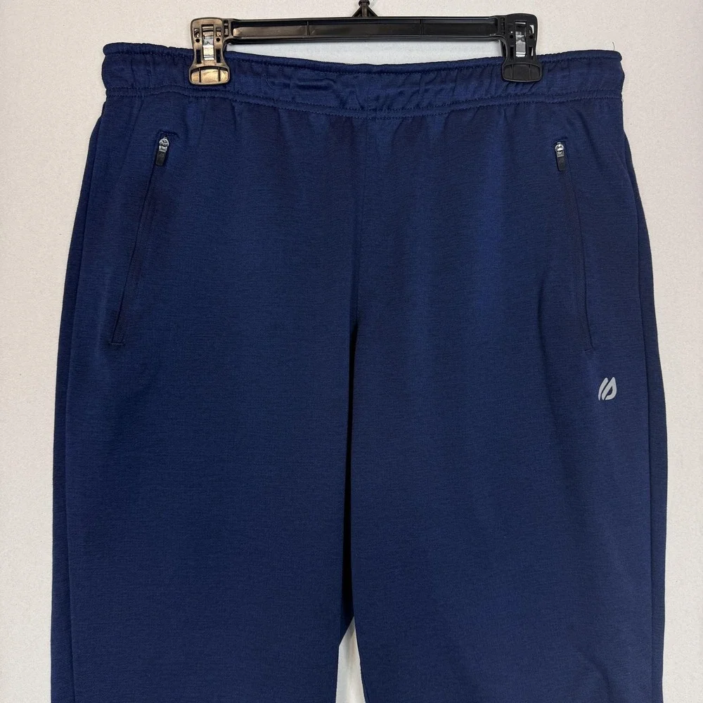 Eddie Bauer Pants Mens Large Blue Fleece Joggers Zip Pocket Athletic Stretch